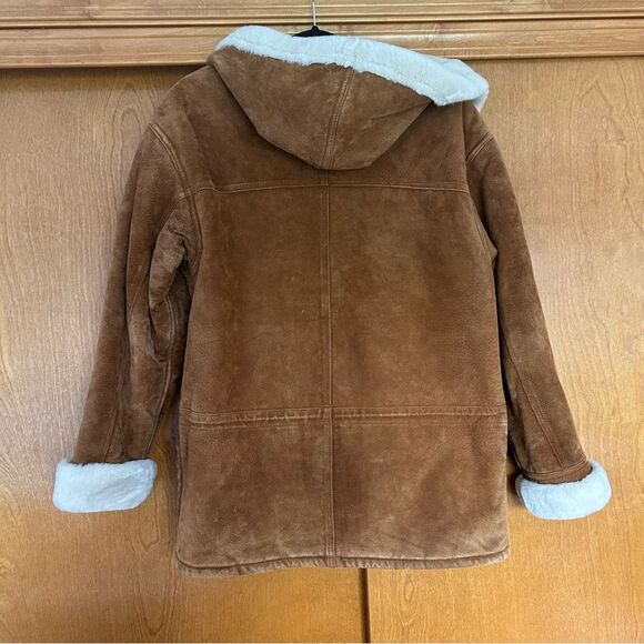 VTG Gallery Leather Suede Penny Lane Sherpa Driving Coat Size Medium - Picture 8 of 16